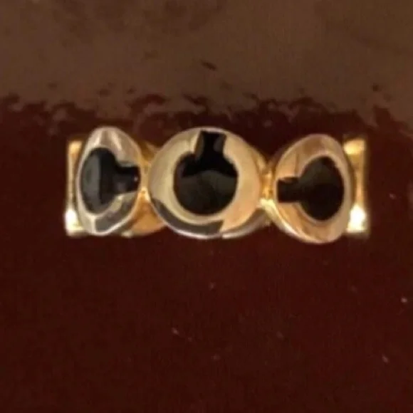 Coach Black Enamel "C" Logo Ring Size 7 EUC - Picture 3 of 3